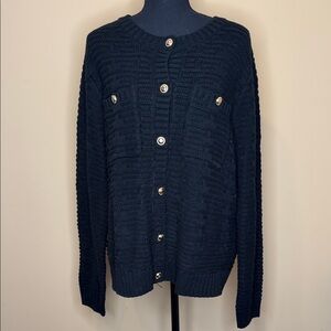 VENUS Black Button-Up Cardigan Sweater